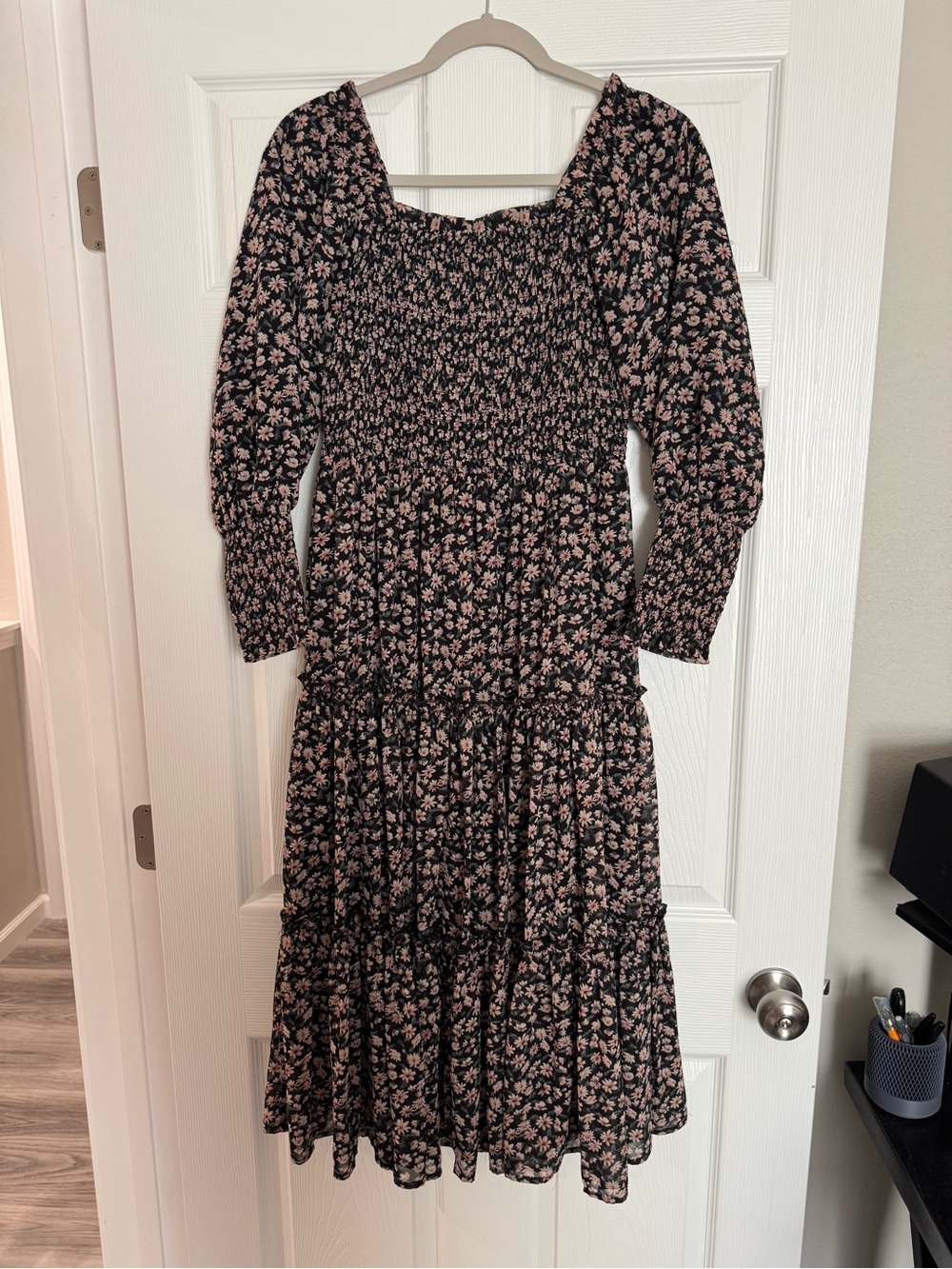 Ivy City Co. Black Floral Smocked Demi Dress